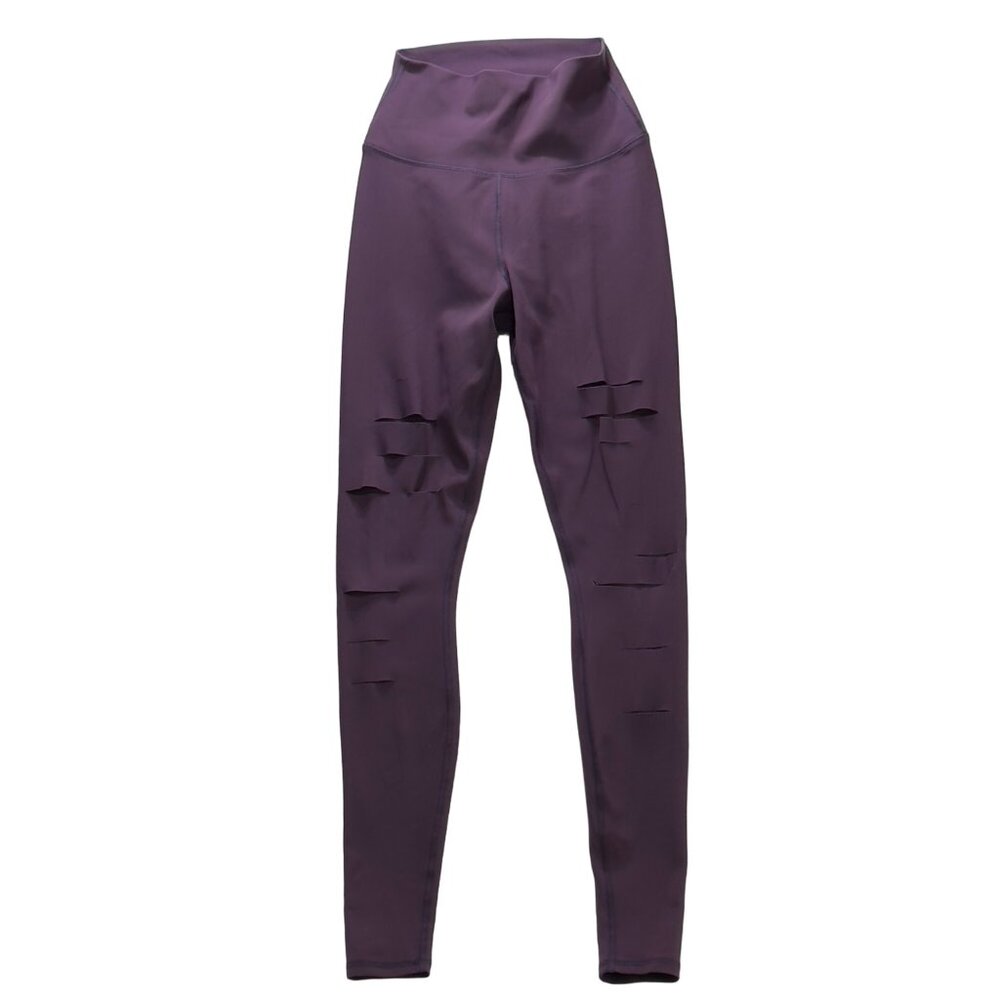 ALO Womens Leggings Activewear Grape Stretch Destroyed Full Length Size XS - Picture 2 of 11